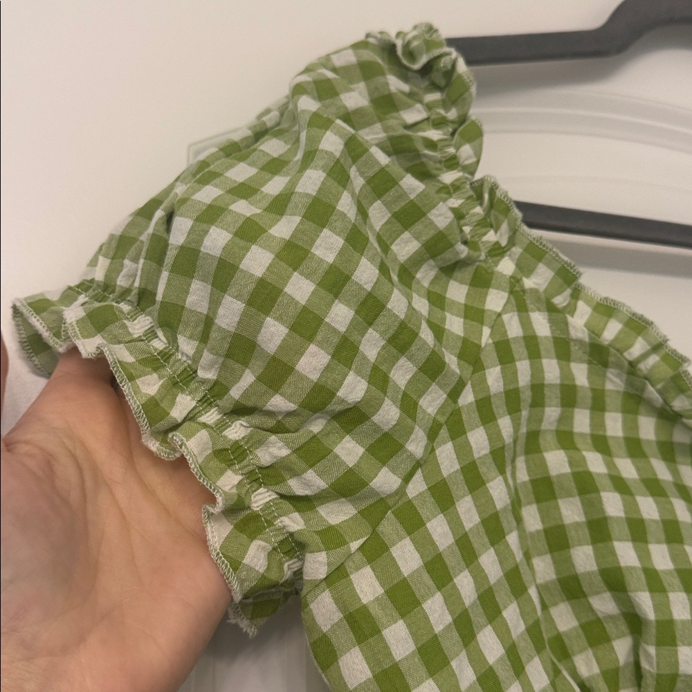 Green Gingham Women's Crop Top - Picture 4 of 6